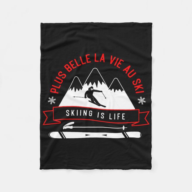 Skiing Adventure Enthusiast Graphic Art  Fleece Blanket (Front)