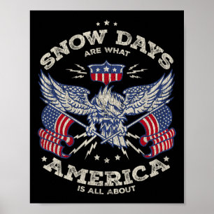 Skiing American Flag Mountains Ski Instructor Skie Poster