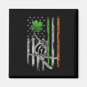 Skiing American Irish Flag St Patricks Day Shamroc Magnet
