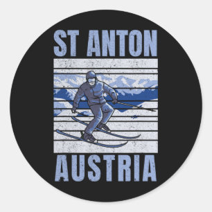 Skiing And Apres Ski - Winter Sports St Anton Classic Round Sticker