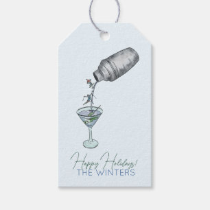 skiing and martinis fun drawing gift tags