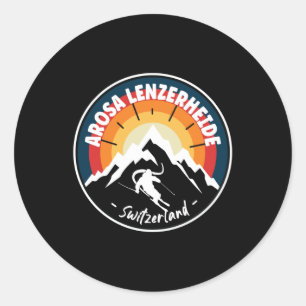 Skiing Arosa Lenzerheide Switzerland Vintage Classic Round Sticker