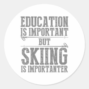 Skiing Art For Men Women Kids Winter Sport Ski Lov Classic Round Sticker