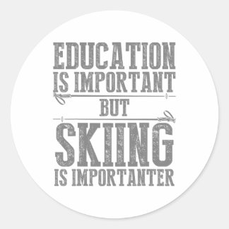 Skiing Art For Men Women Kids Winter Sport Ski Lov Classic Round Sticker