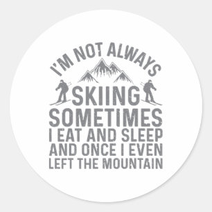 Skiing Art For Men Women Kids Winter Sport Ski Lov Classic Round Sticker