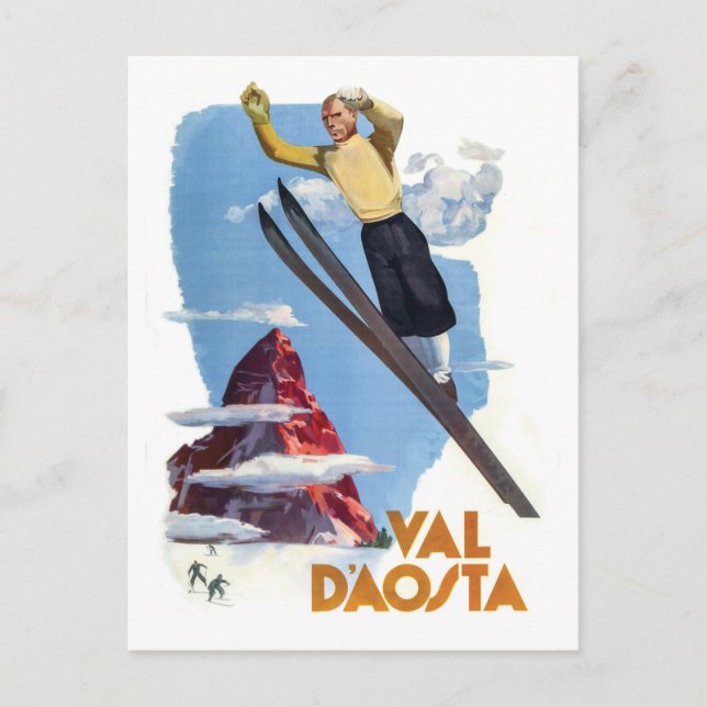 Skiing at Aosta Valley Postcard (Front)