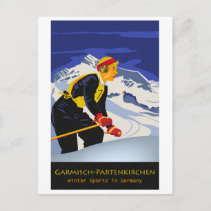 Skiing at Garmisch-Partenkirchen, Germany Postcard
