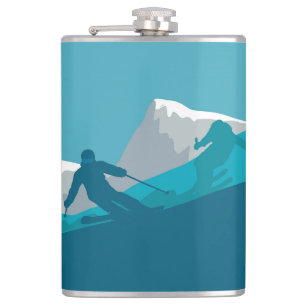 Skiing At Mountains - Skiers  Hip Flask
