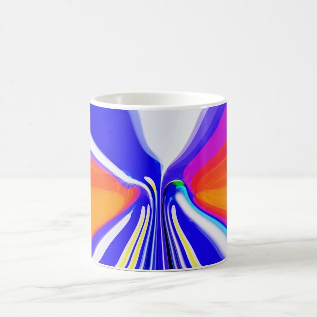 Skiing at sunset art coffee mug (Center)