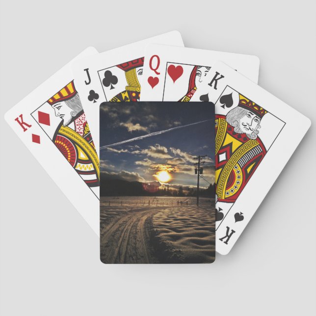 skiing at sunset playing cards (Back)