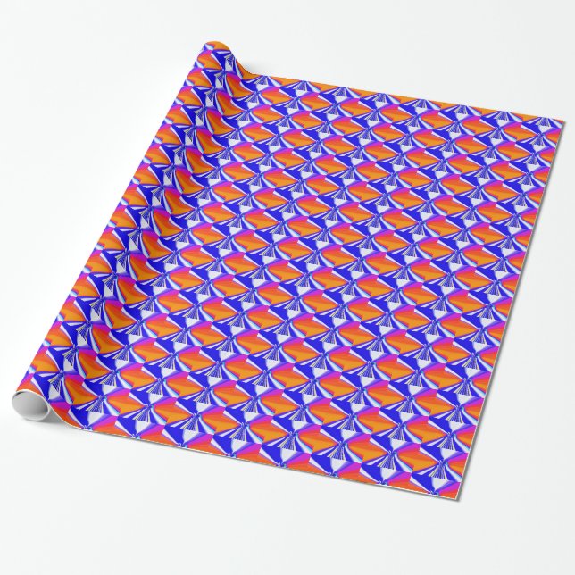Skiing at sunset wrapping paper (Unrolled)