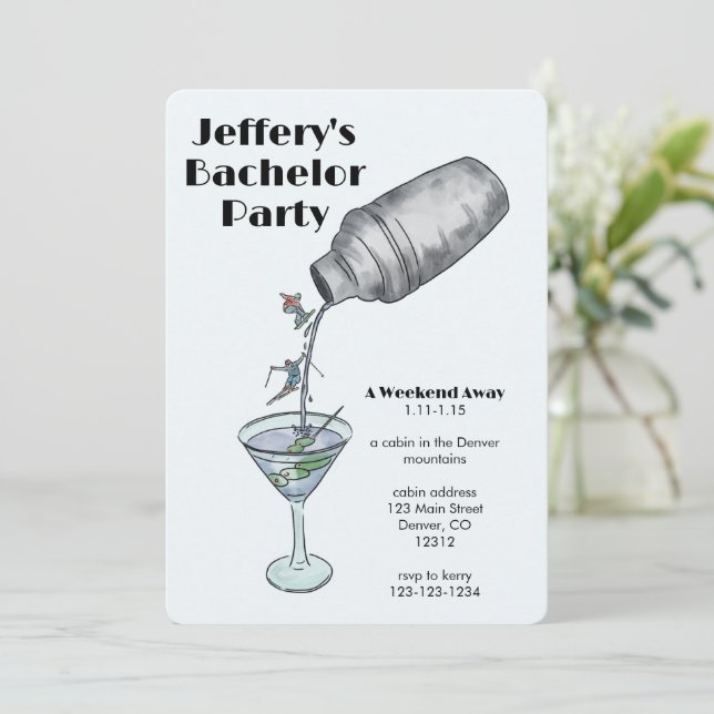 Skiing bachelor party weekend  invitation (Standing Front)