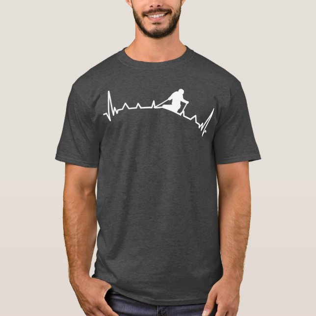 Skiing Backcountry Skier Heartbeat Ski Telemark T-Shirt (Front)