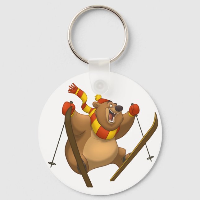 Skiing Bear Keychain (Front)