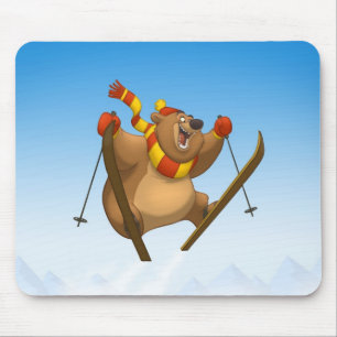 Skiing Bear Mousepad
