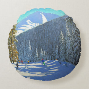 Skiing Beauregard La Clusaz 2012 Round Cushion
