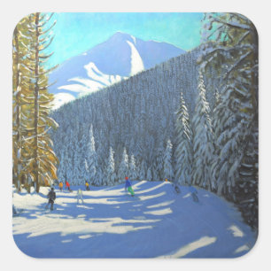 Skiing Beauregard La Clusaz 2012 Square Sticker