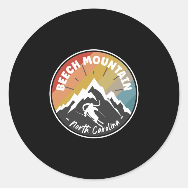 Skiing Beech Mountain - North Carolina Classic Round Sticker (Front)