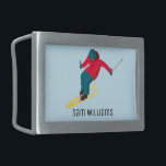 Skiing Belt Buckle<br><div class="desc">Skiing design with customisable text.</div>