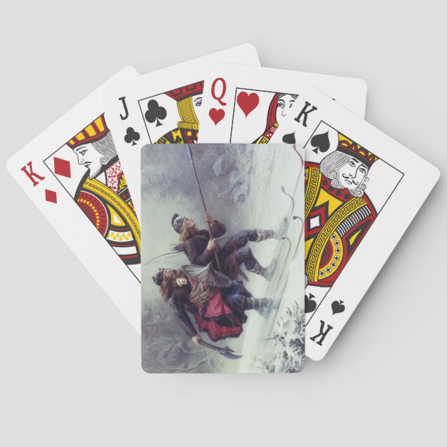 Skiing Birchlegs Crossing the Mountain Playing Cards (Back)