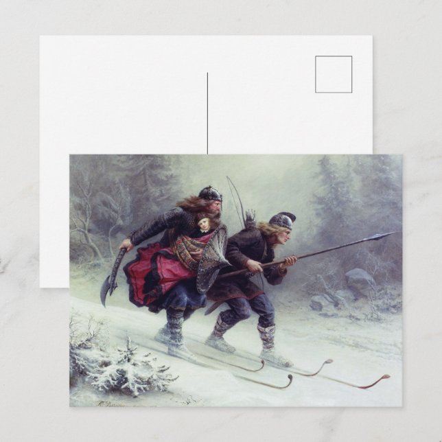 Skiing Birchlegs Crossing the Mountain Postcard (Front/Back)