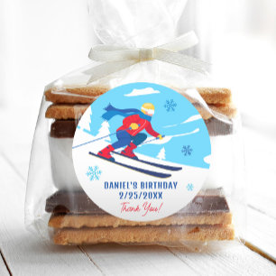 Skiing Birthday Let's Hit the Slopes Stickers