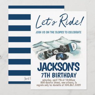 Skiing Birthday Party Invitation