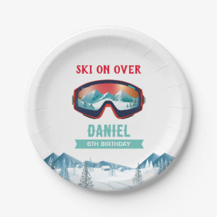 Skiing Birthday Party Slopes Ski Snowboard  Paper Plate