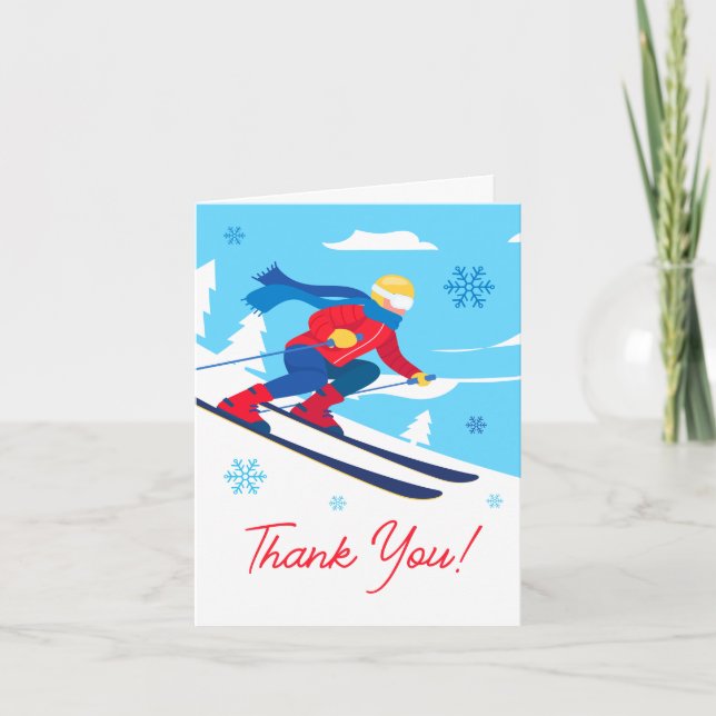 Skiing Birthday Thank You Let's Hit the Slopes Invitation (Front)
