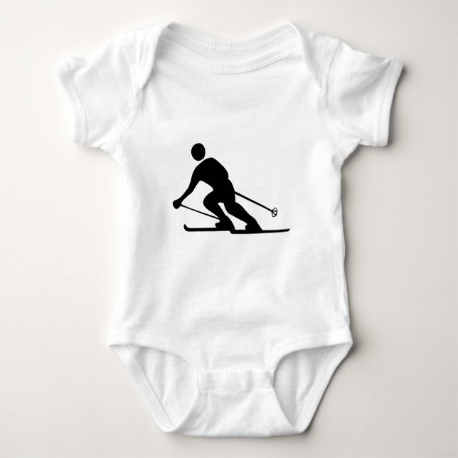 Skiing - Black Baby Bodysuit (Front)