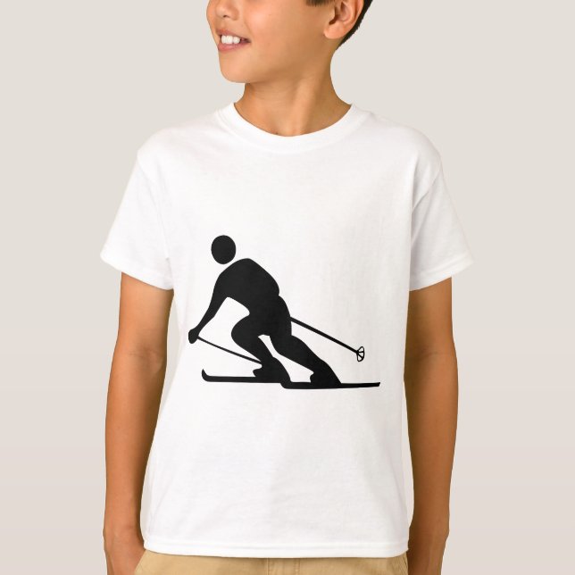 Skiing - Black T-Shirt (Front)
