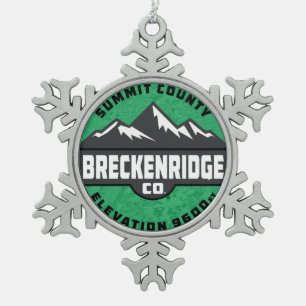 Skiing Breckenridge Colorado Ski Breck Snowflake Pewter Christmas Ornament
