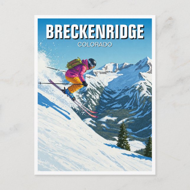 Skiing Breckenridge Colorado Skier Travel Postcard (Front)