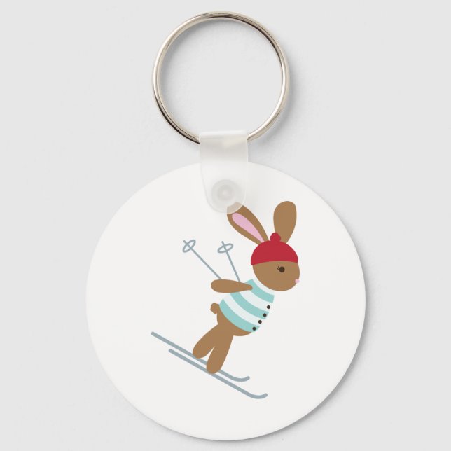 Skiing Bunny Key Ring (Front)