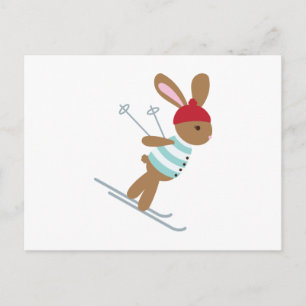 Skiing Bunny Postcard