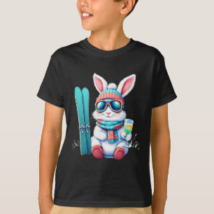Skiing Bunny With Goggles, Scarf, Hat, And Sparkli T-Shirt