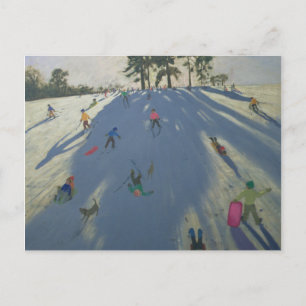 Skiing Calke Abbey Derby Postcard