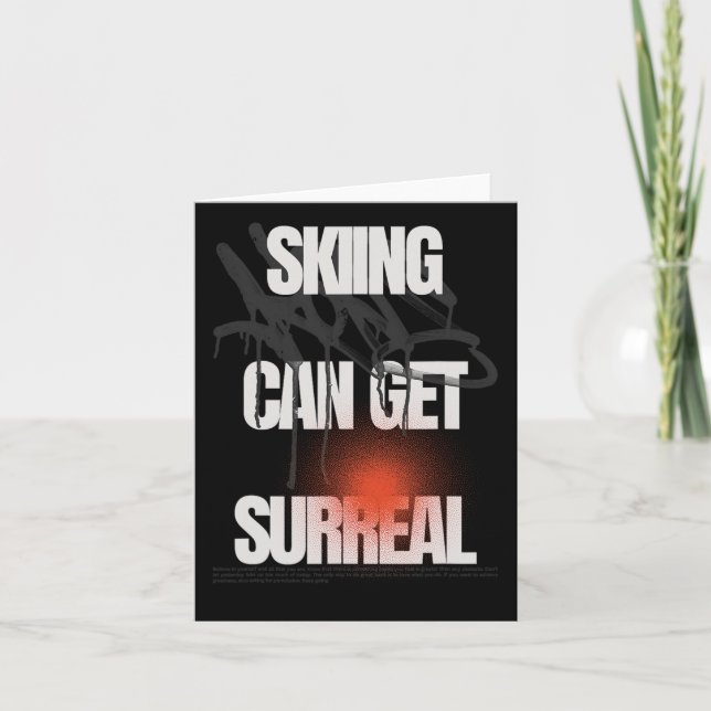 Skiing Can Get Surreal Alpine Mountain Snow Slope  Card (Front)