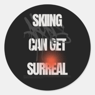 Skiing Can Get Surreal Alpine Mountain Snow Slope Classic Round Sticker