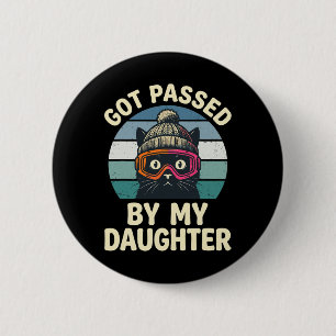 Skiing Cat Retro Vintage Got Ped By My Daughter 6 Cm Round Badge