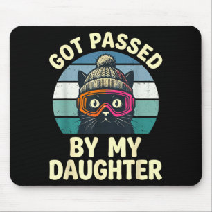 Skiing Cat Retro Vintage Got Ped By My Daughter Mouse Mat