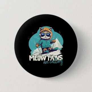 Skiing Cat Winter Sports Adventure Downhill Fun Fo 6 Cm Round Badge