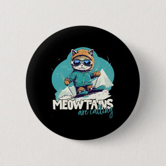 Skiing Cat Winter Sports Adventure Downhill Fun Fo 6 Cm Round Badge