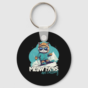 Skiing Cat Winter Sports Adventure Downhill Fun Fo Key Ring