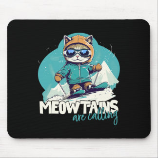 Skiing Cat Winter Sports Adventure Downhill Fun Fo Mouse Mat