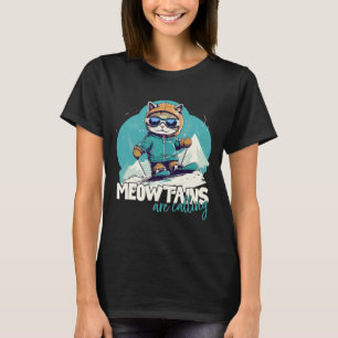 Skiing Cat Winter Sports Adventure Downhill Fun Fo T-Shirt