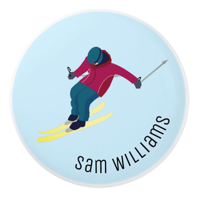 Skiing Ceramic Knob (Front)