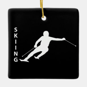 Skiing Ceramic Ornament
