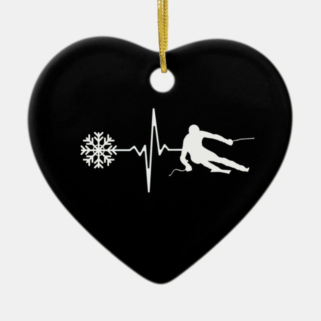 Skiing Ceramic Tree Decoration (Front)