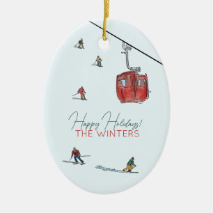 skiing ceramic tree decoration